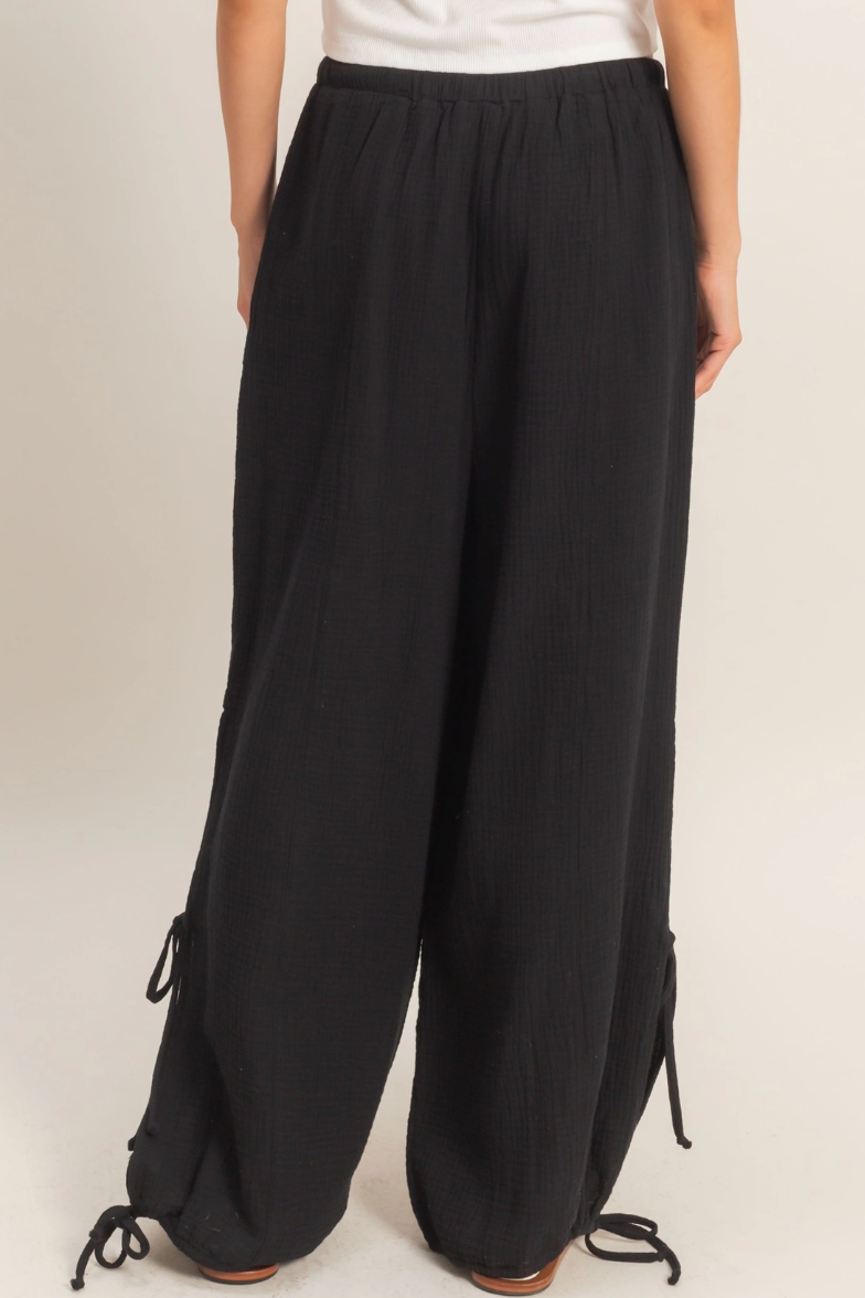 •JOAQUIN• crinkle woven side tie pants