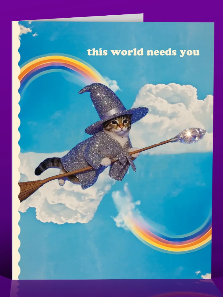 •SPARKLE RAINBOW CAT• greeting card
