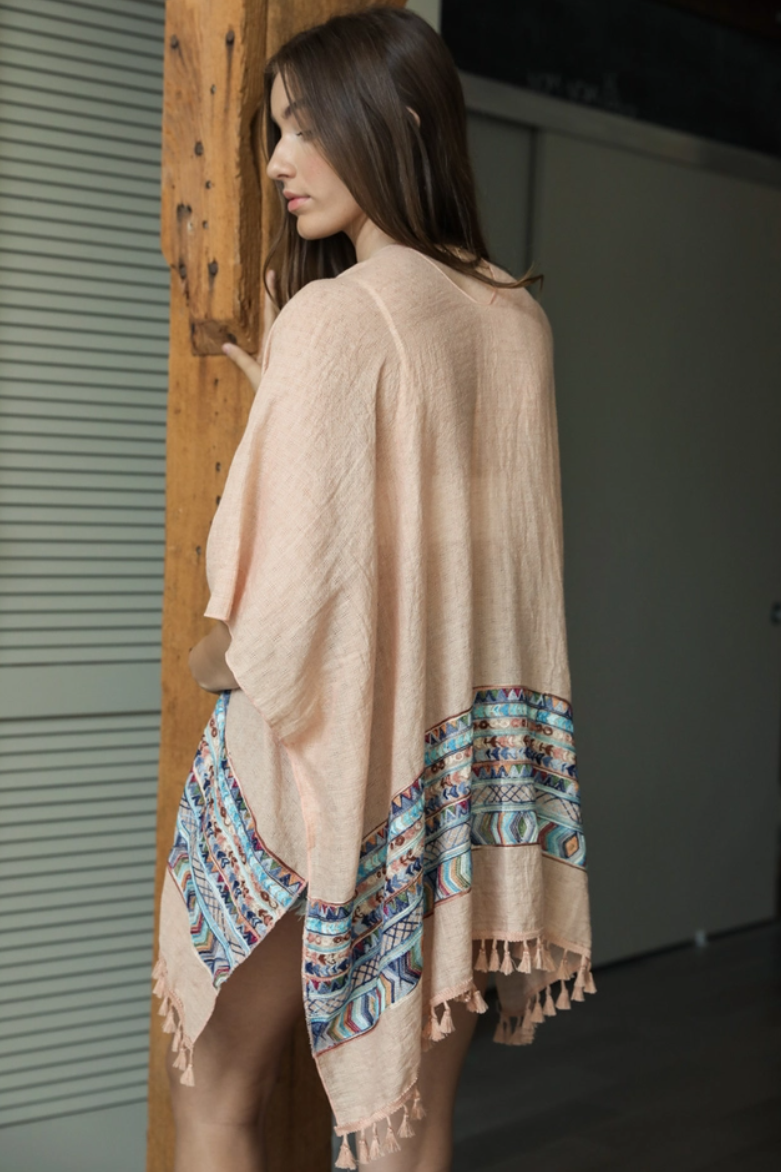 •PRESCOTT• embroidery trim cotton blend cardi