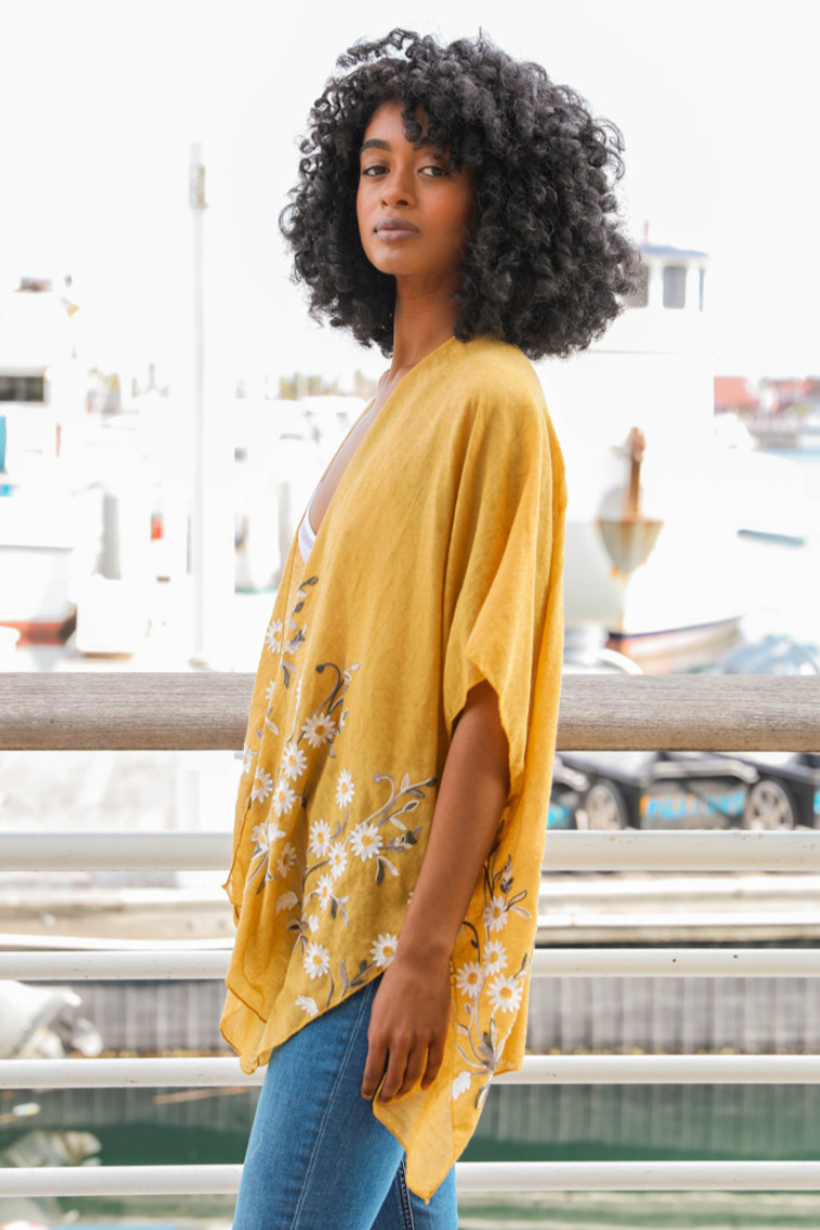 •SHASTA• daisy embroidered cotton blend cardi