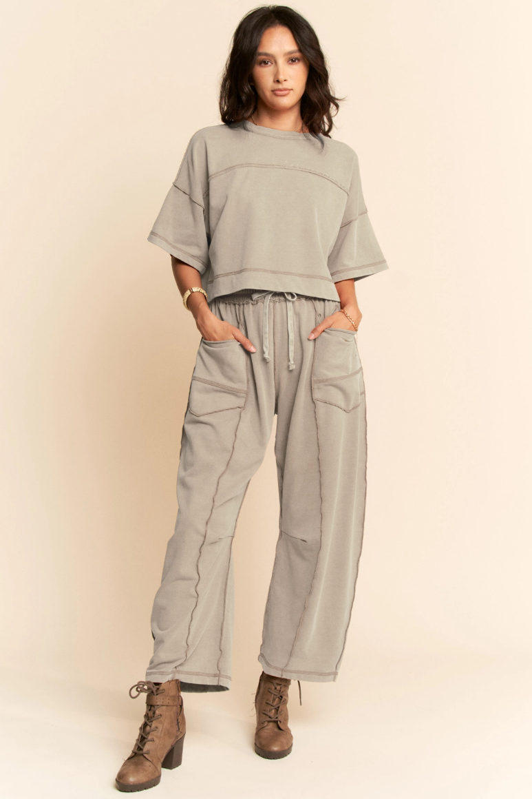 •CASEY• mineral washed top & pants separates