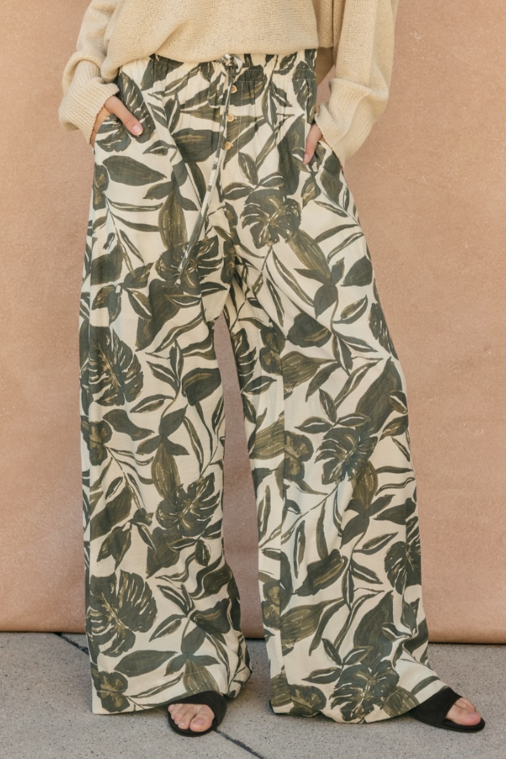 •LEVU• button front wide leg pants