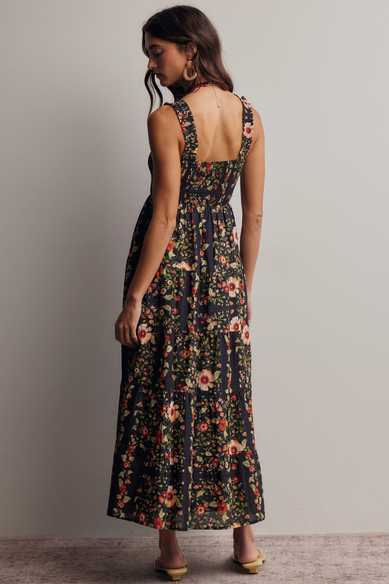 •MAZZIE• floral smocked cotton midi dress