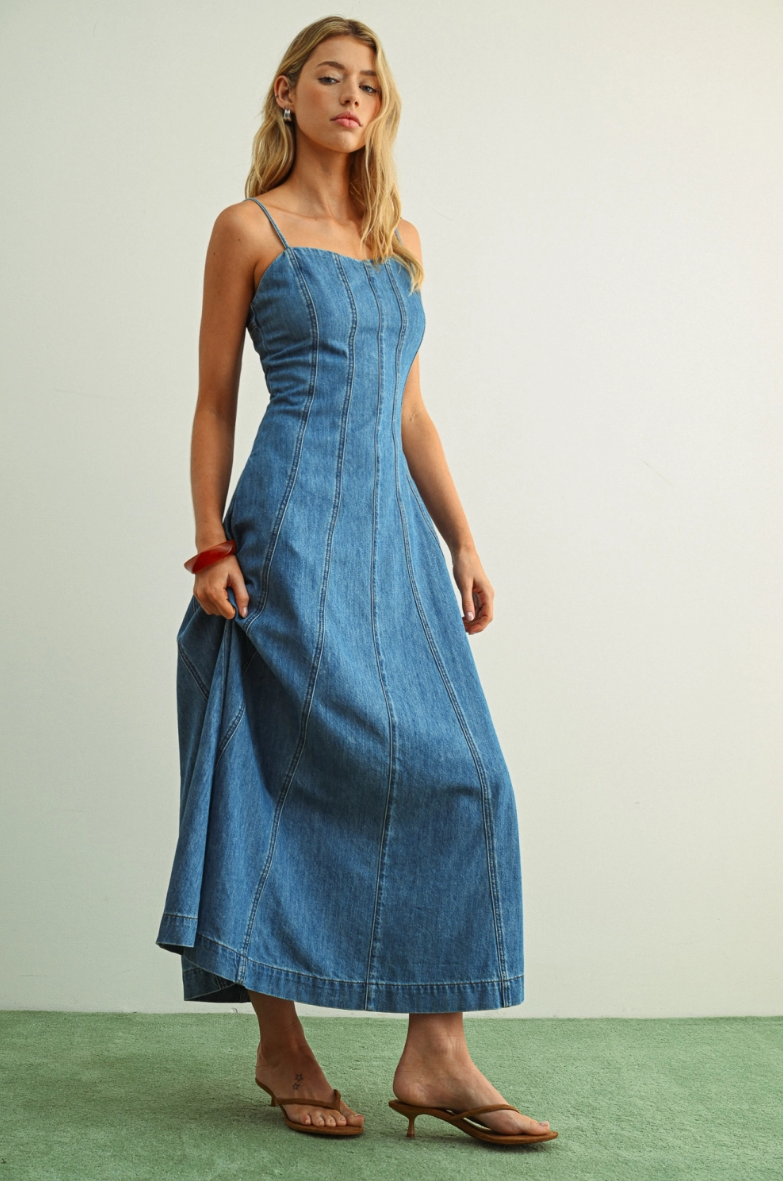 •SADIE• paneled denim midaxi dress