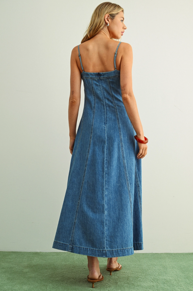 •SADIE• paneled denim midaxi dress