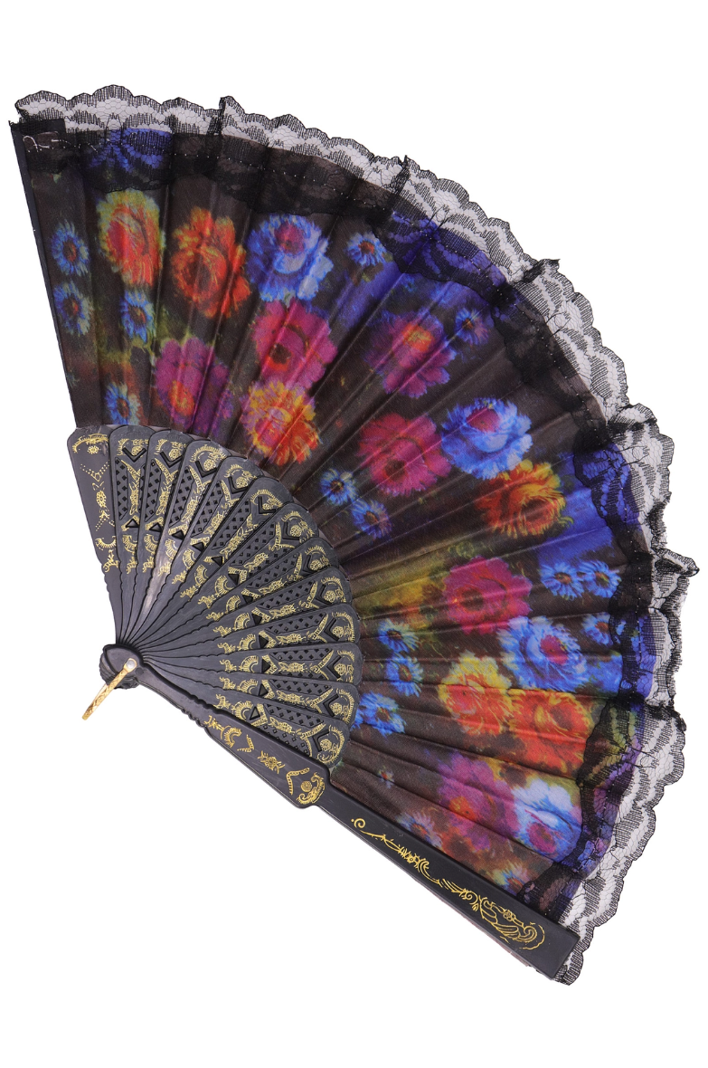 •LOVETT• goth lace floral folding fan