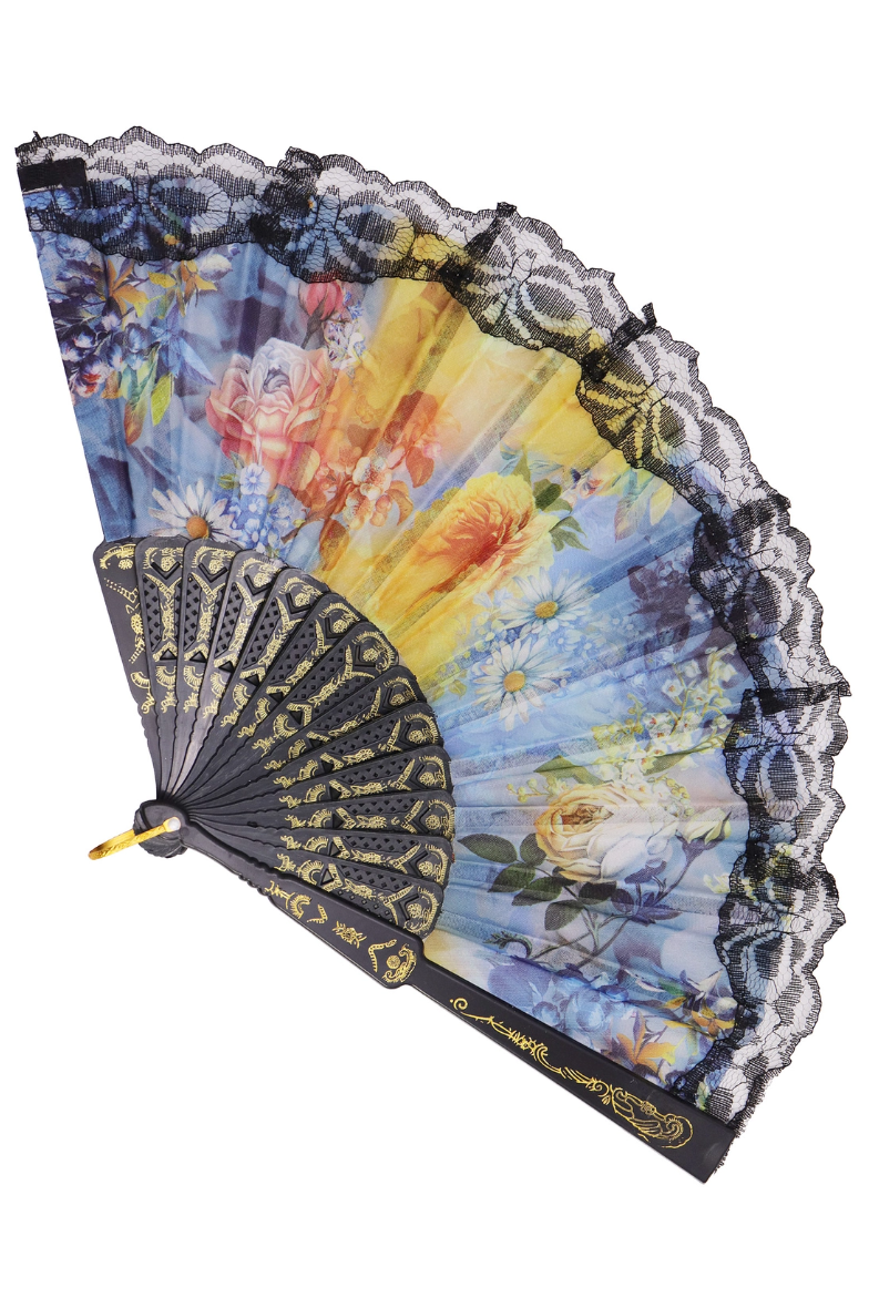 •LOVETT• goth lace floral folding fan