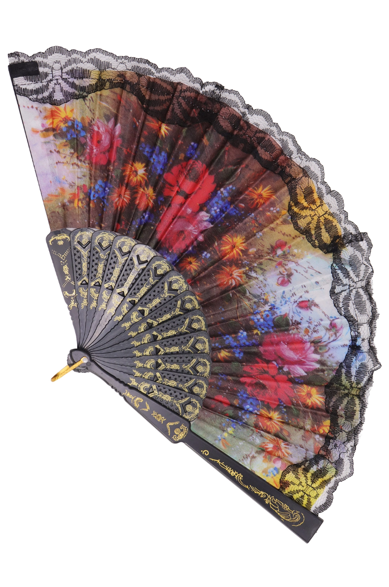 •LOVETT• goth lace floral folding fan