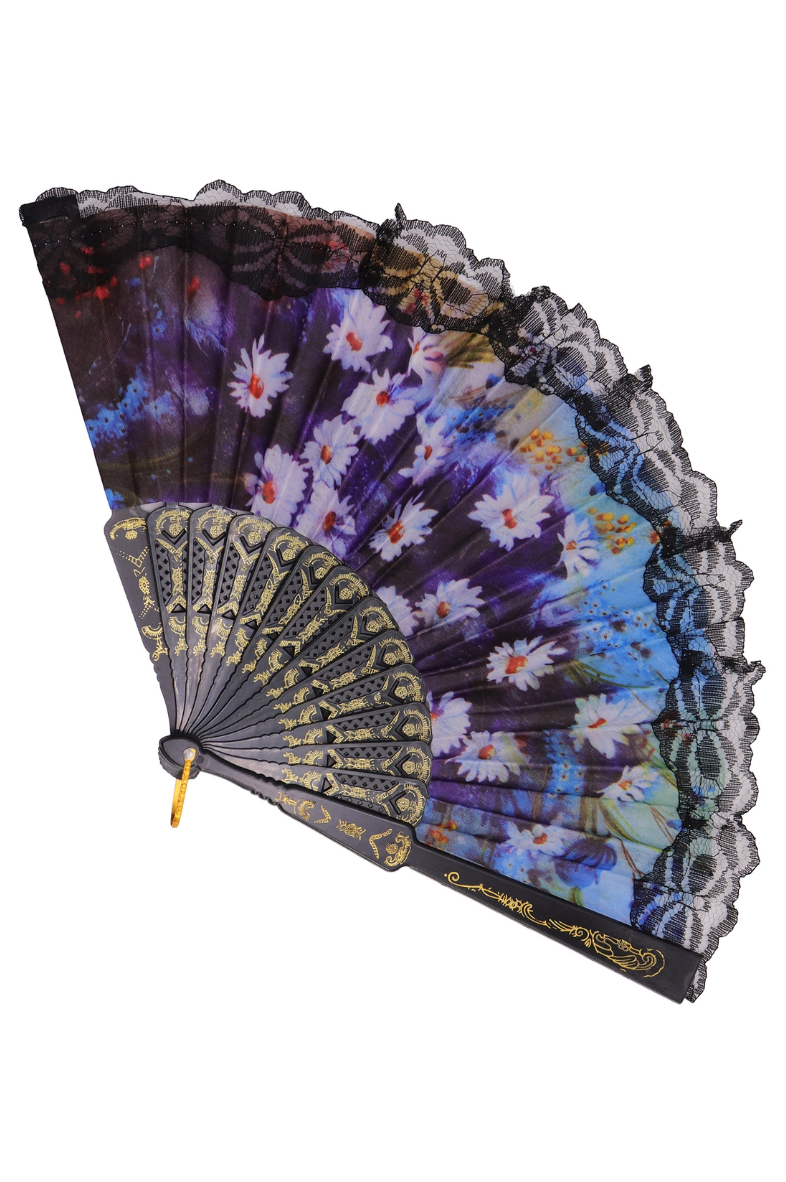 •LOVETT• goth lace floral folding fan