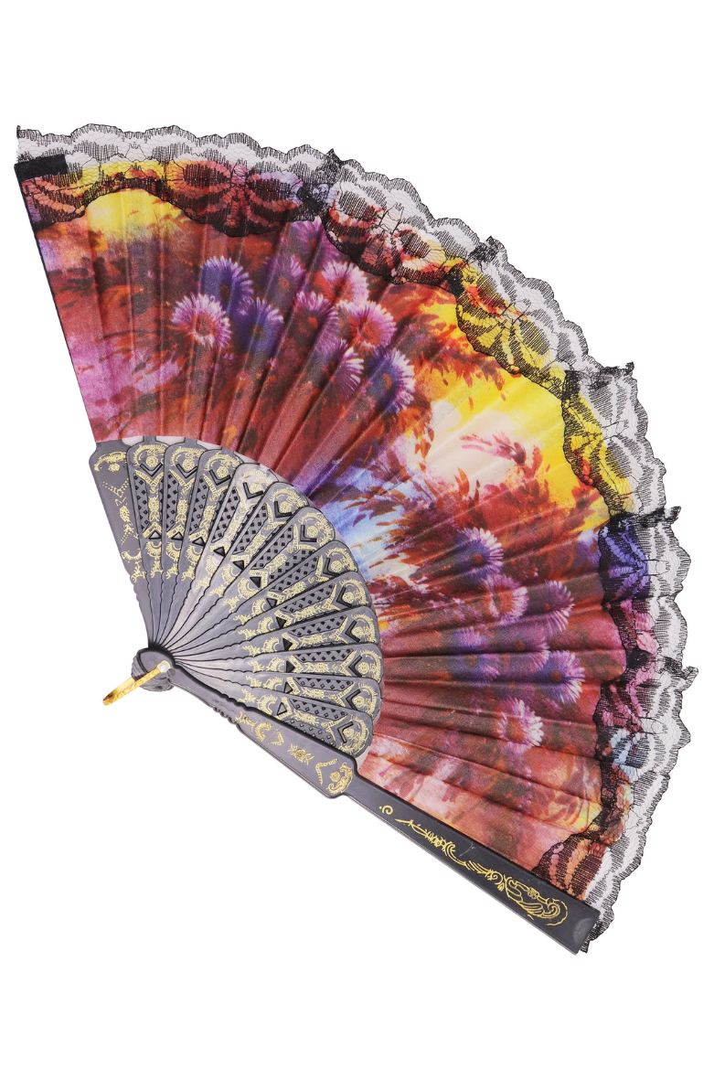 •LOVETT• goth lace floral folding fan