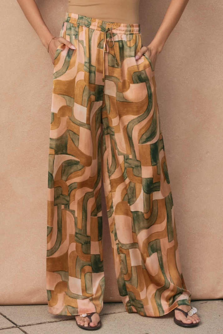 •ADOBE• satin wide leg pants