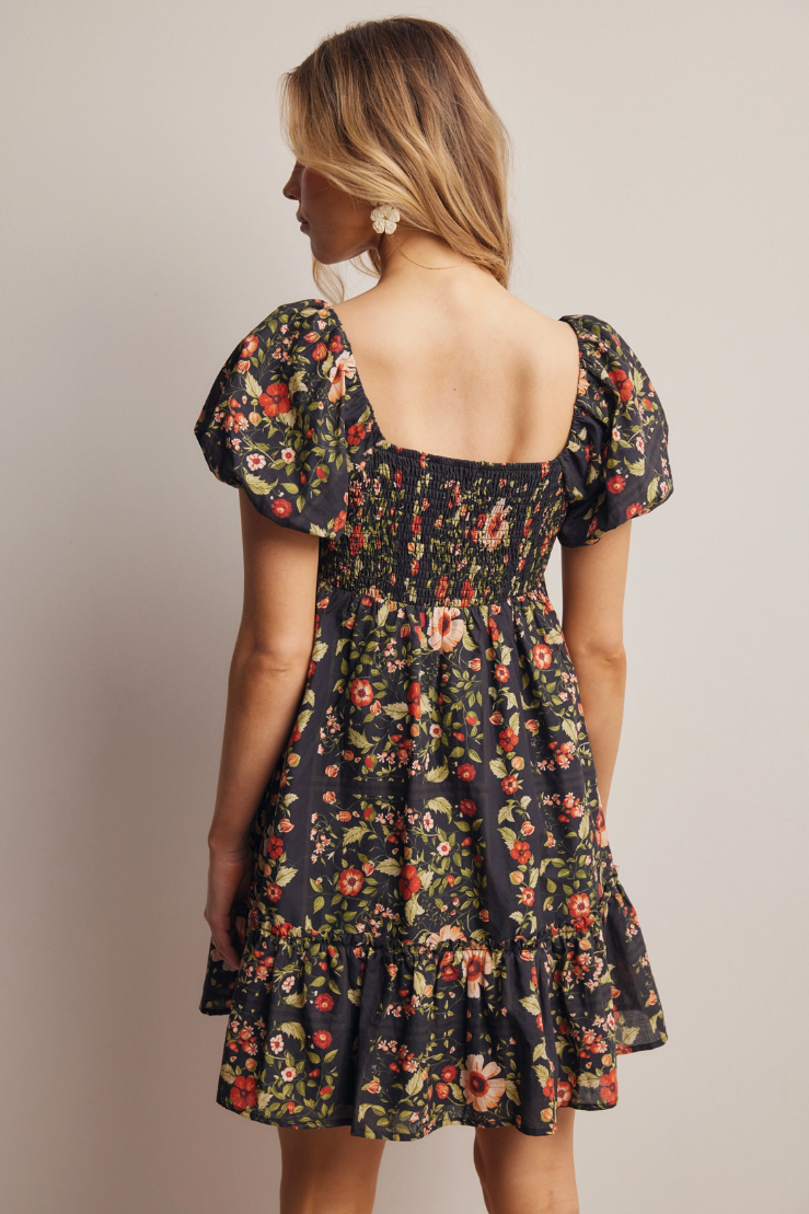 •MAZZIE• floral puff sleeve cotton mini dress