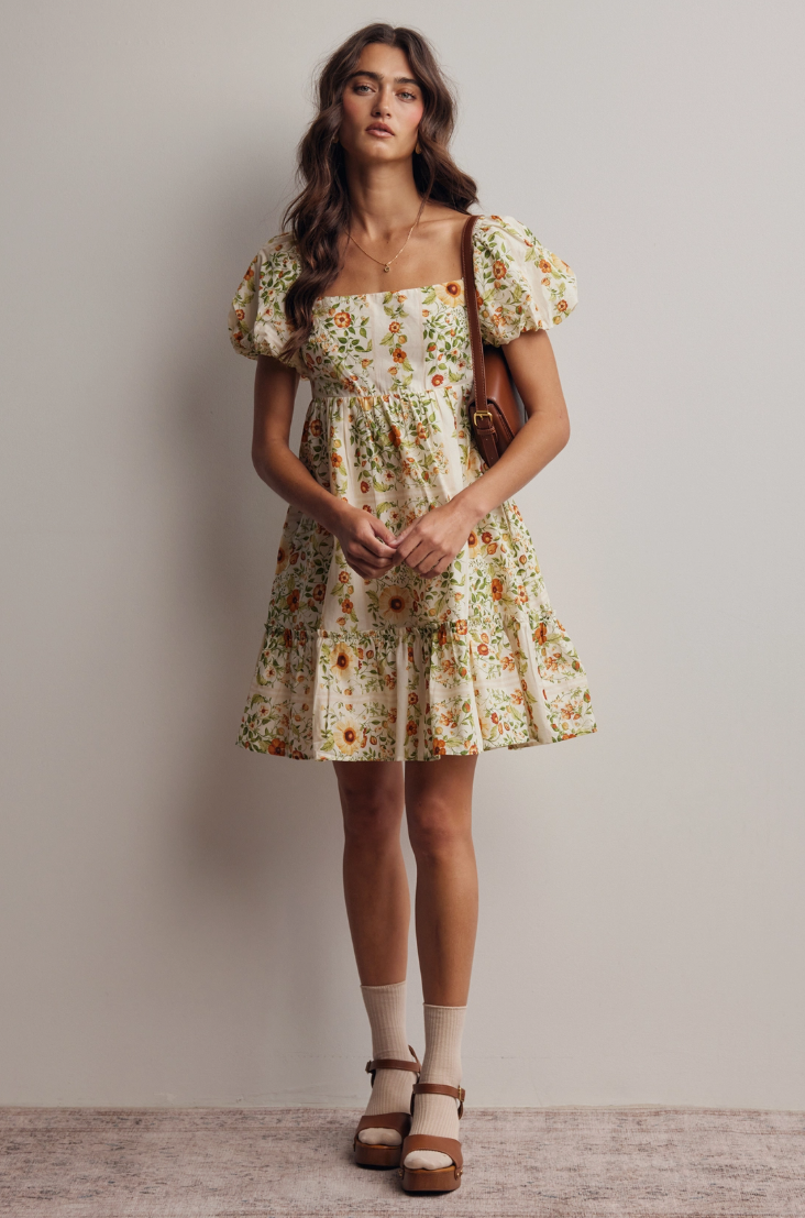 •MILLIE• floral puff sleeve cotton mini dress