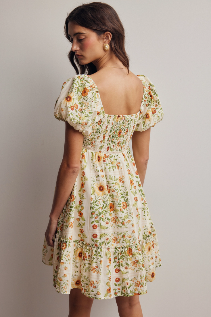•MILLIE• floral puff sleeve cotton mini dress
