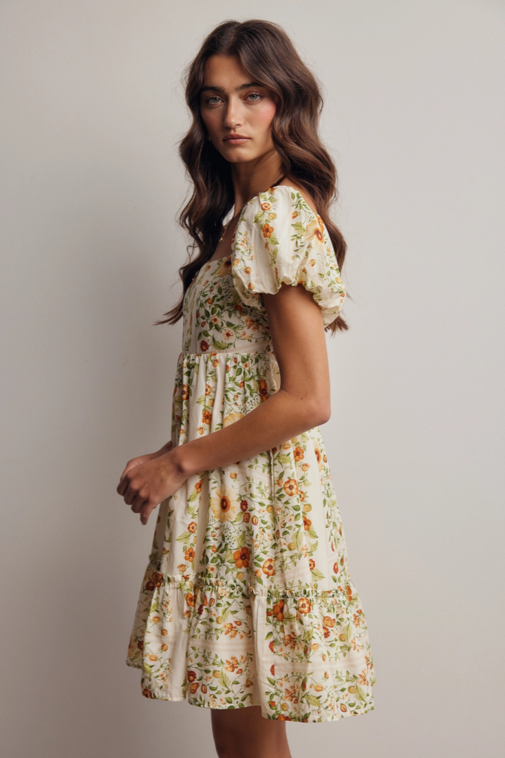 •MILLIE• floral puff sleeve cotton mini dress