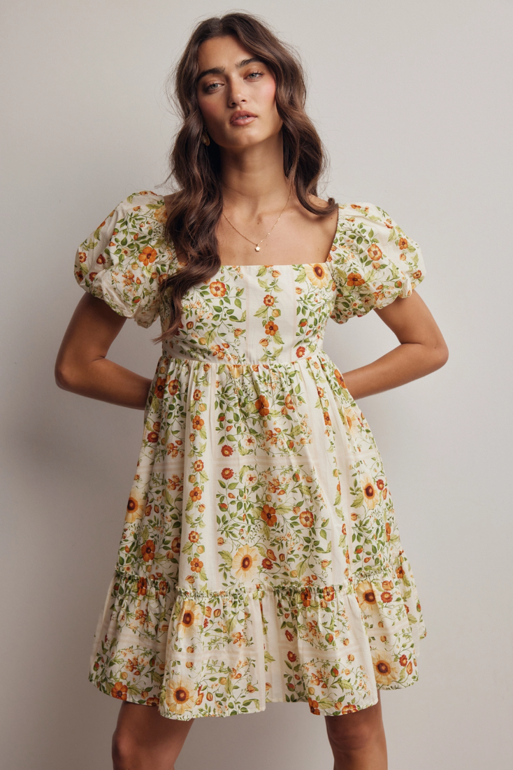 •MILLIE• floral puff sleeve cotton mini dress