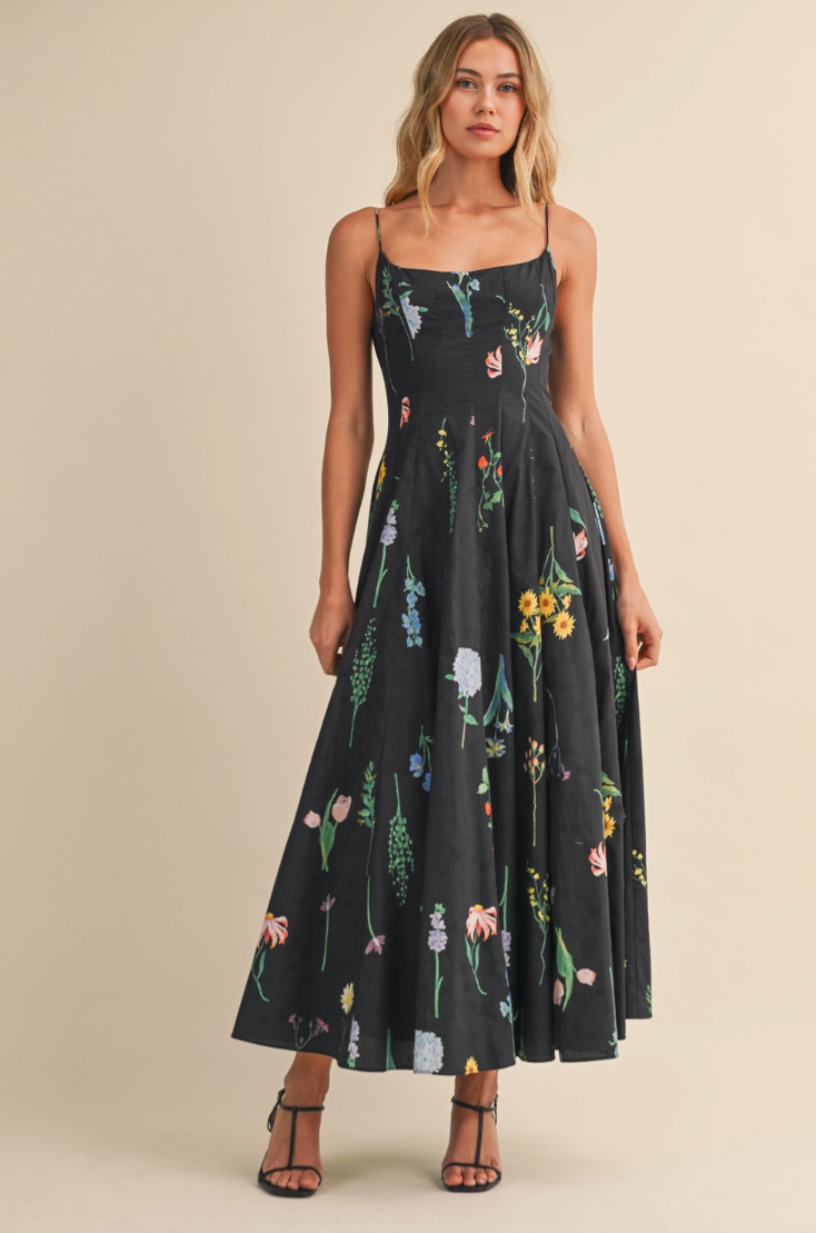 •CALLIOPE• floral fit & flare midaxi dress