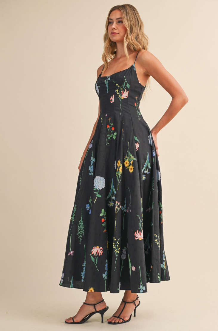 •CALLIOPE• floral fit & flare midaxi dress