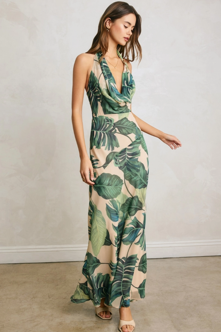 •KAUAI• satin cowl neck maxi dress