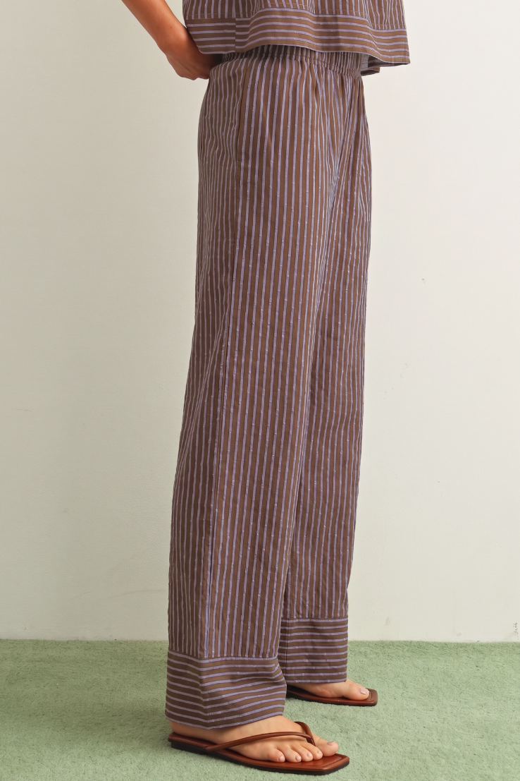 •NOVIA - RED BEAN• striped cotton wide leg pants