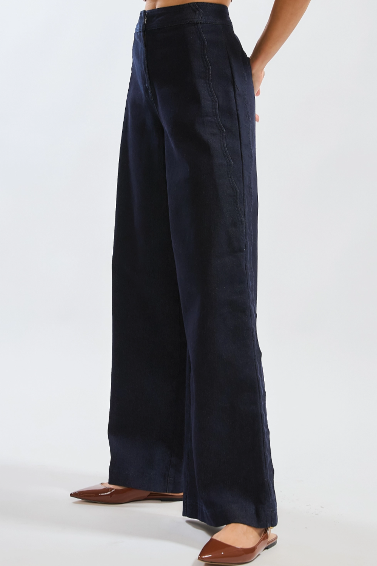 •MIA• scalloped seam wide leg denim pants