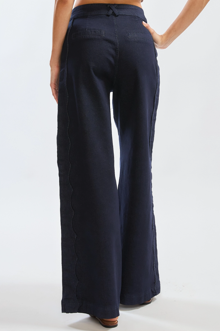•MIA• scalloped seam wide leg denim pants