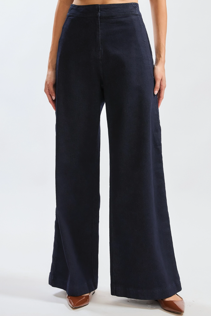 •MIA• scalloped seam wide leg denim pants