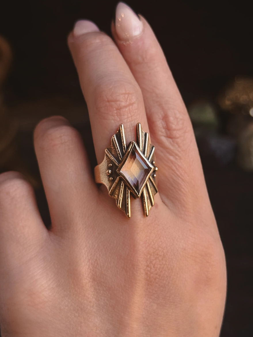 •STARSEED• clear quartz + brass ring