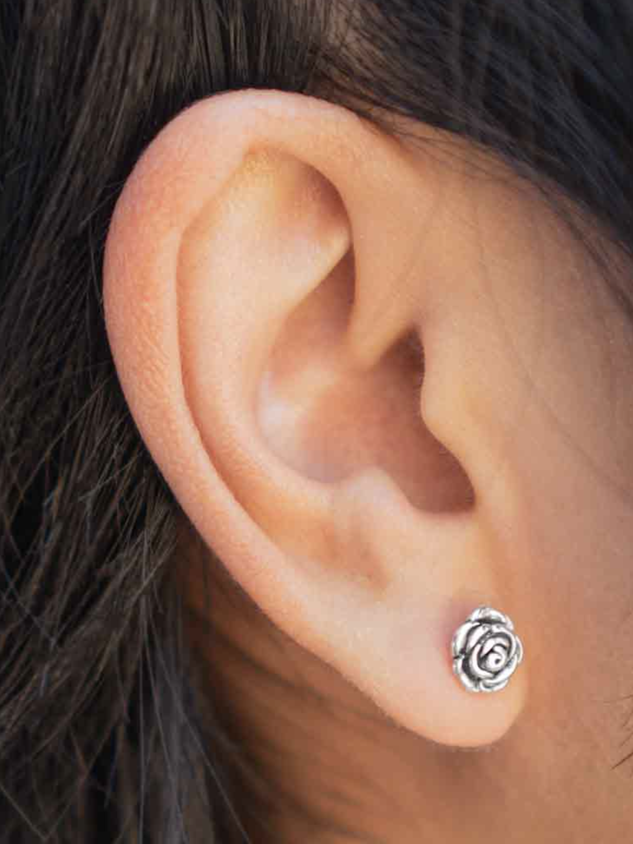 •DETAILED ROSE• recycled silver stud earrings