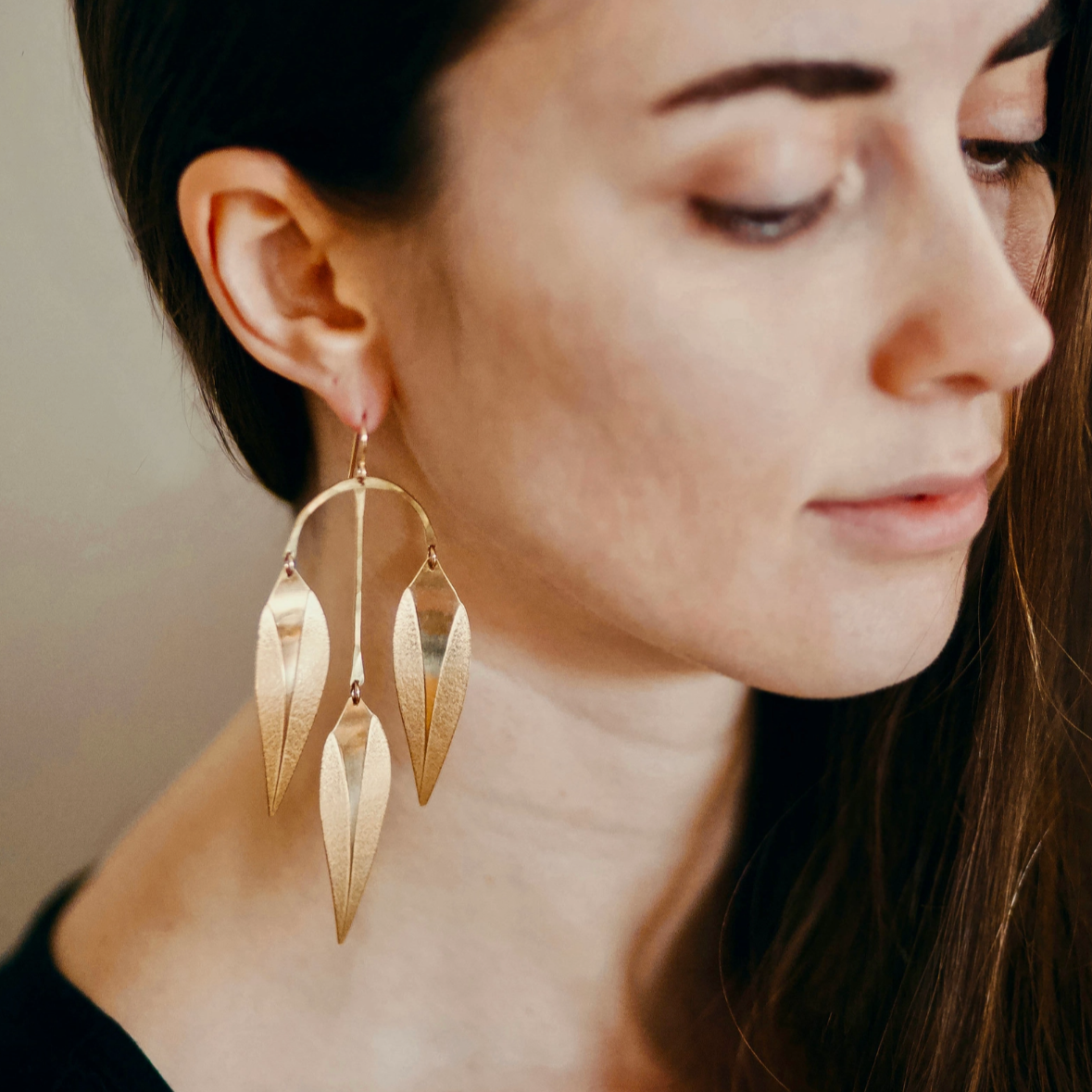 •LARGE WILLOW• gold dangle earrings