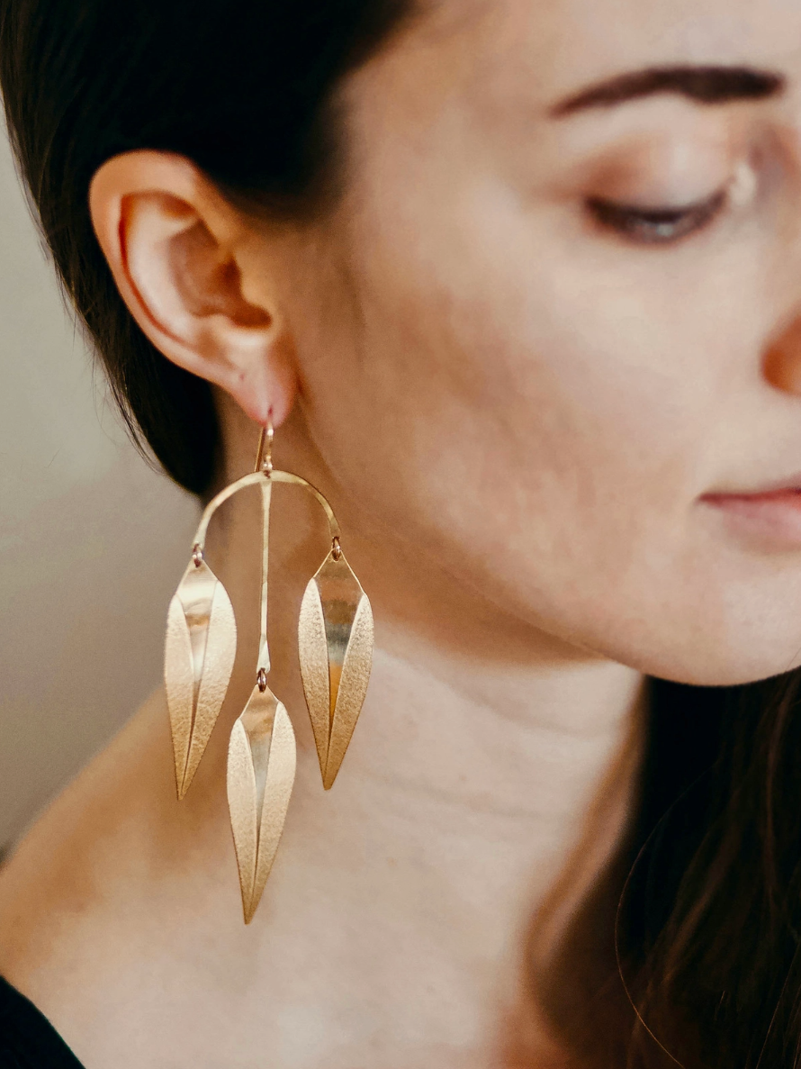 •LARGE WILLOW• gold dangle earrings