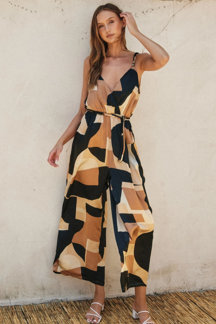 •MARA• satin surplice jumpsuit