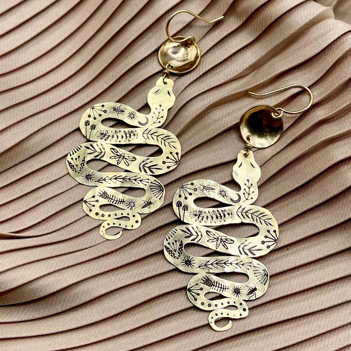 •SLITHER• gold dangle earrings