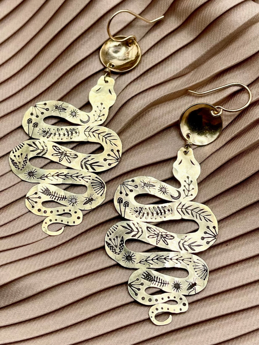 •SLITHER• gold dangle earrings