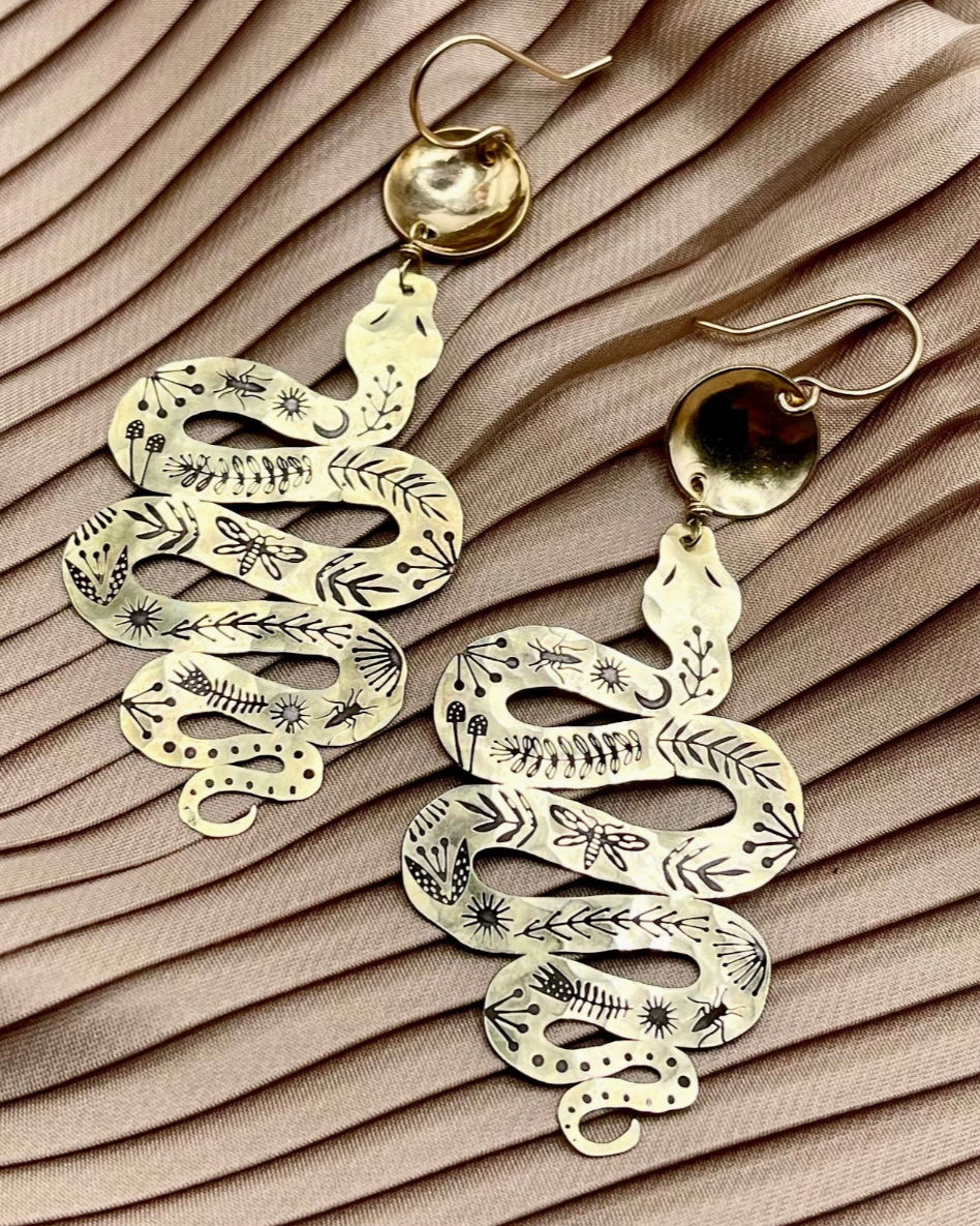 •SLITHER• gold dangle earrings