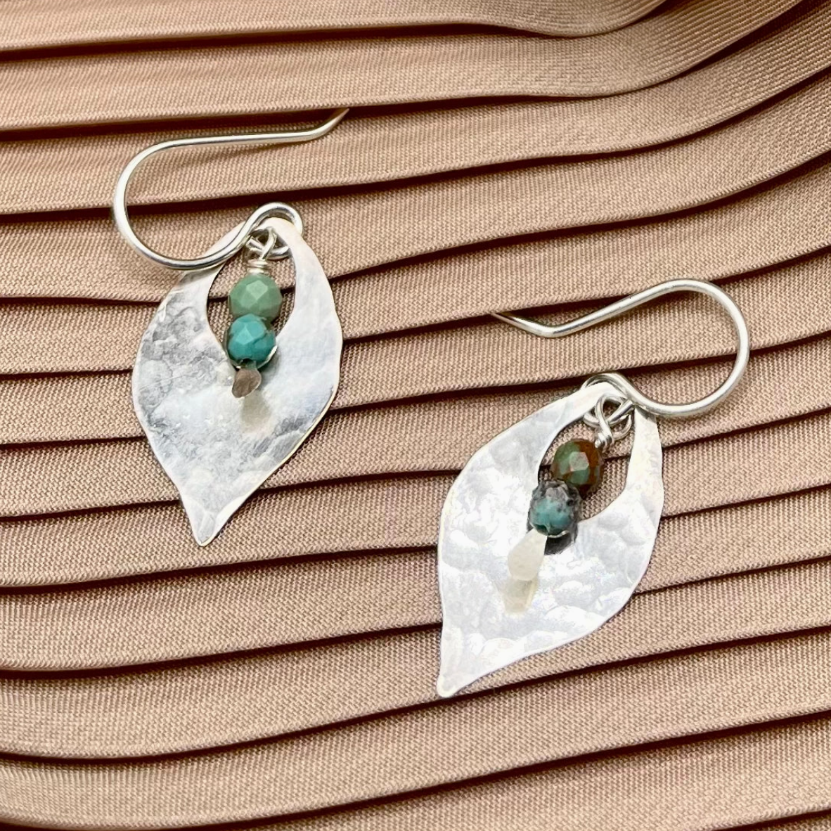 •TEA LEAF• turquoise + silver dangle earrings