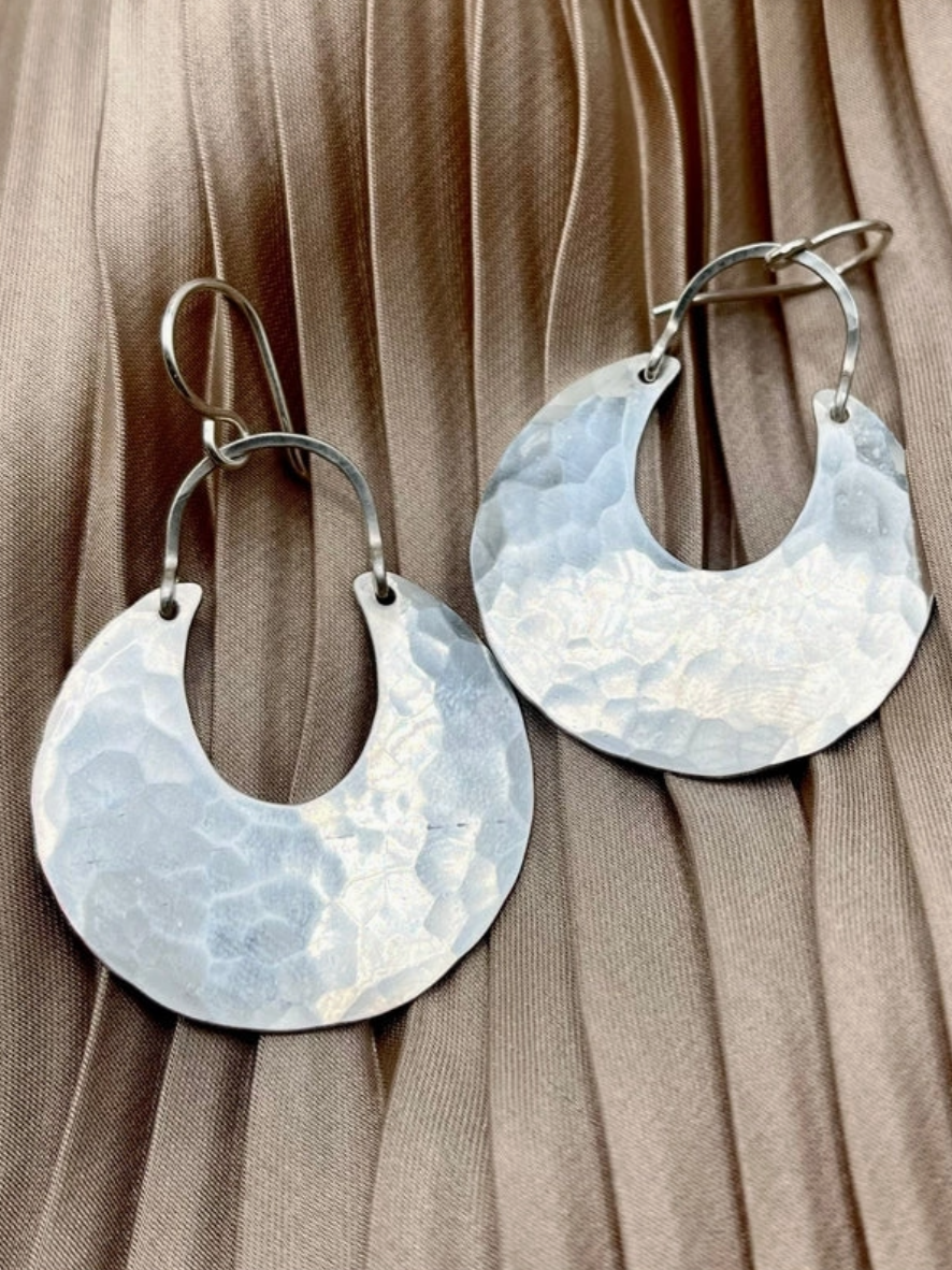 •WANING MOON• silver dangle earrings