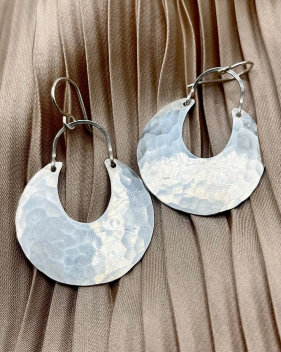 •WANING MOON• silver dangle earrings