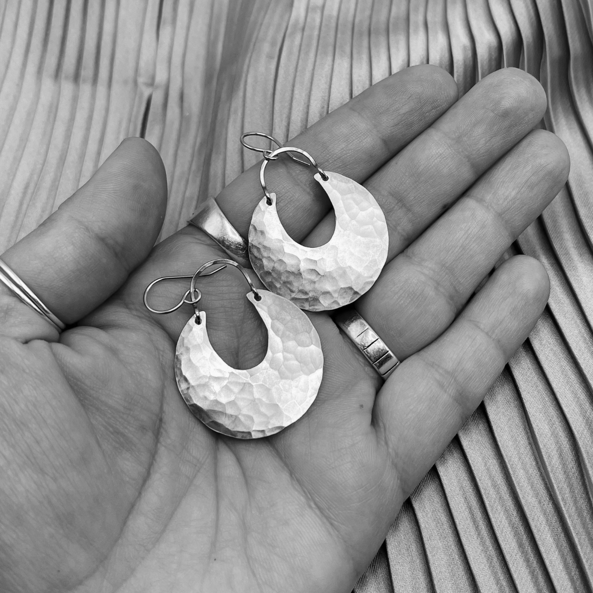 •WANING MOON• silver dangle earrings