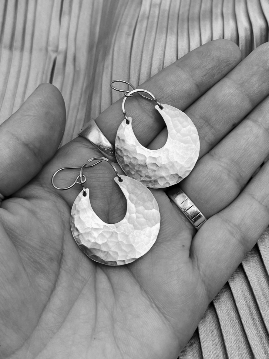 •WANING MOON• silver dangle earrings