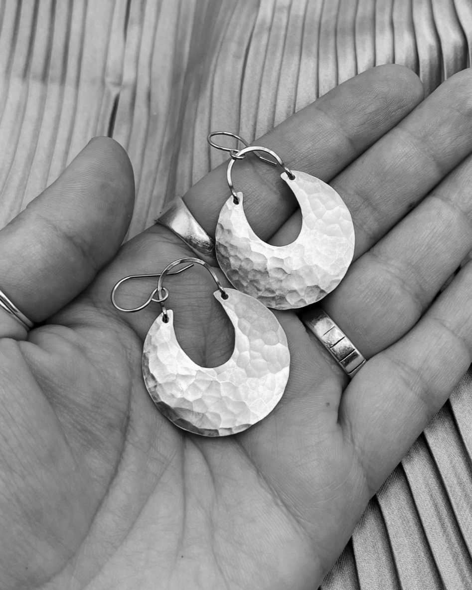 •WANING MOON• silver dangle earrings