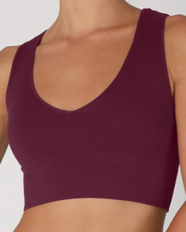 •RIBBED DEEP-V• cropped tank top