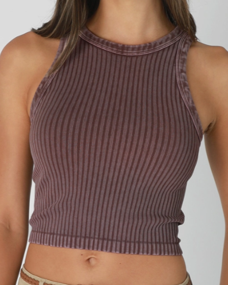 •WIDE RIBBED• vintage washed cropped tank top