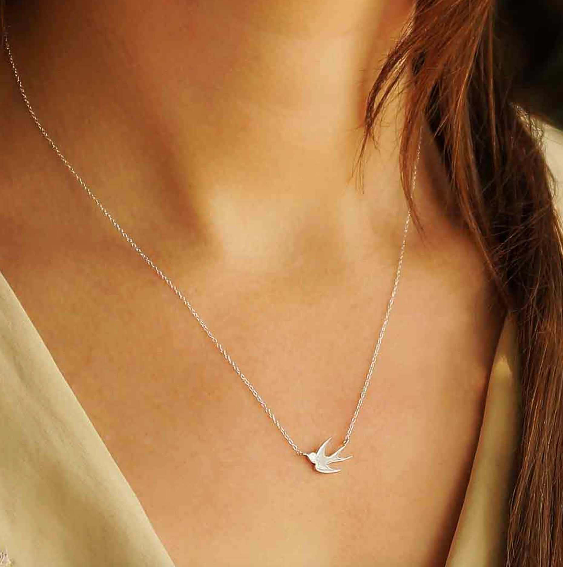 •LITTLE SWALLOW• recycled sterling silver necklace