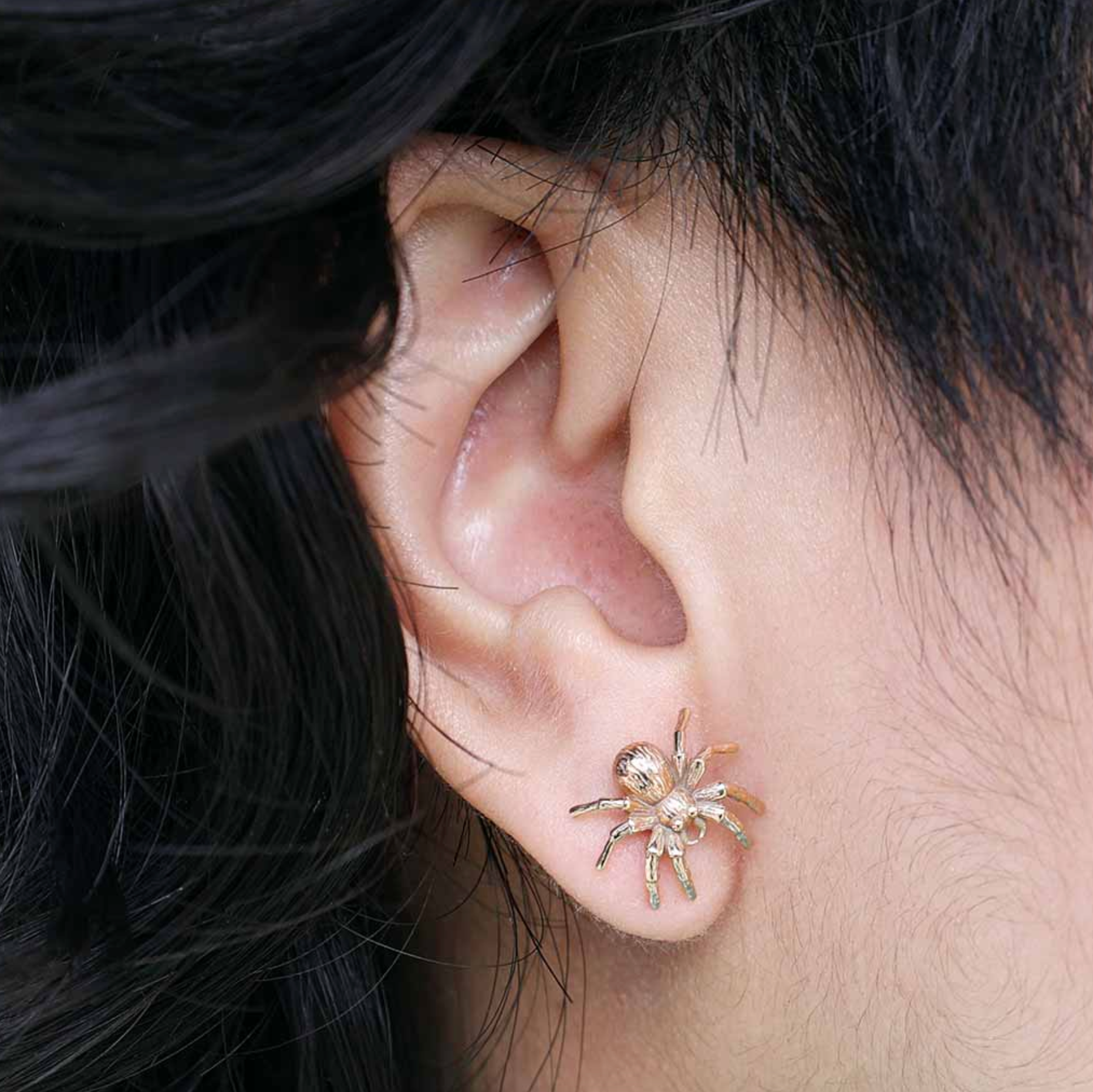 •LIL' SPIDER• bronze stud earrings