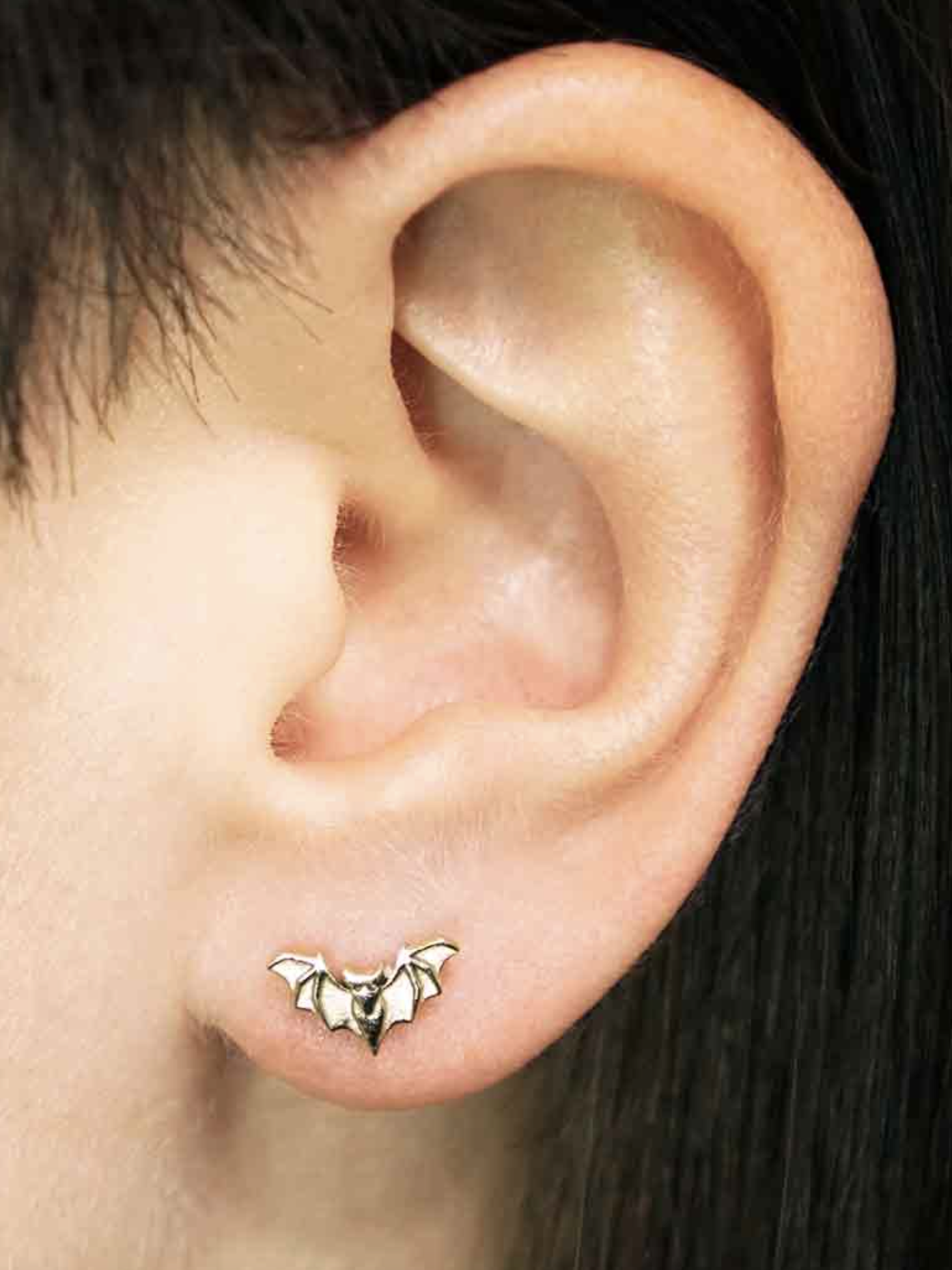 •LIL' BAT• bronze stud earrings