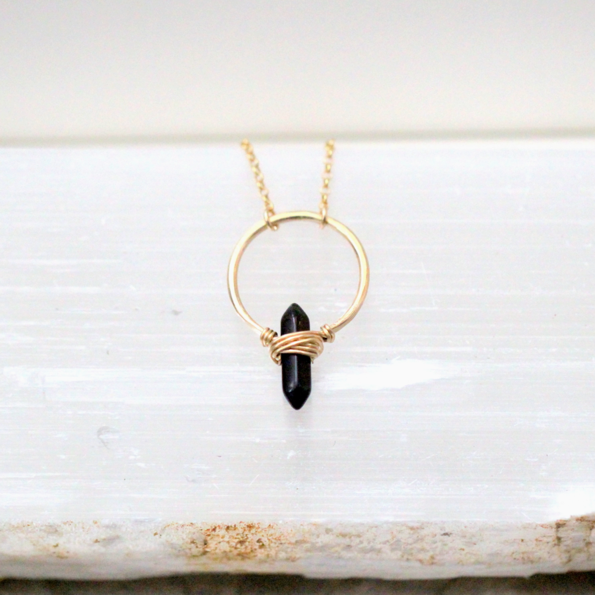 •CREST• obsidian + gold necklace (various lengths)