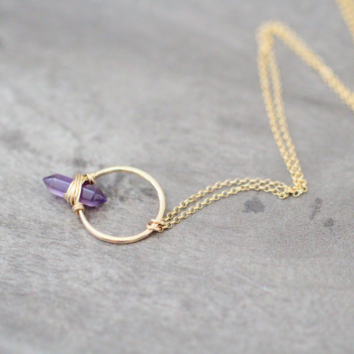 •CREST• amethyst + gold necklace (various lengths)