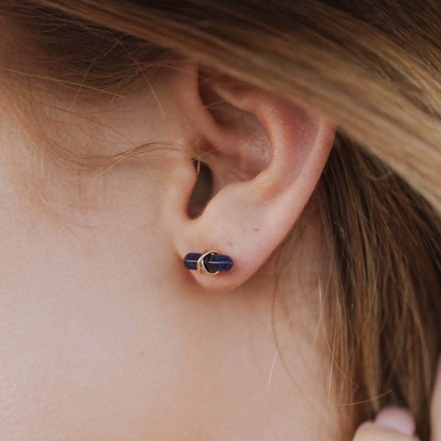 •CREST• sodalite + silver stud earrings