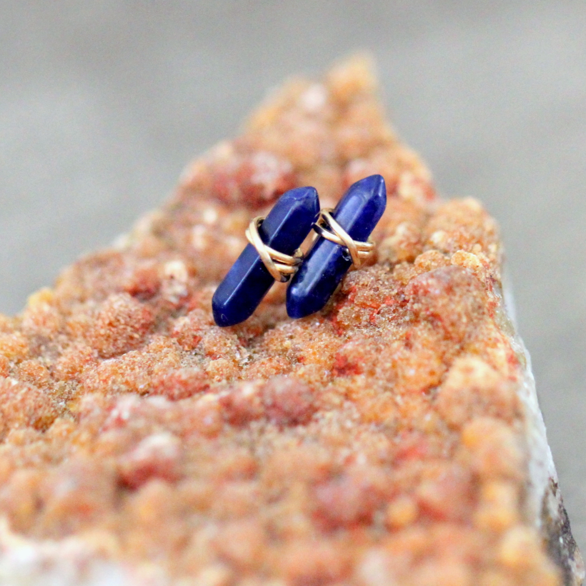 •CREST• sodalite + gold stud earrings